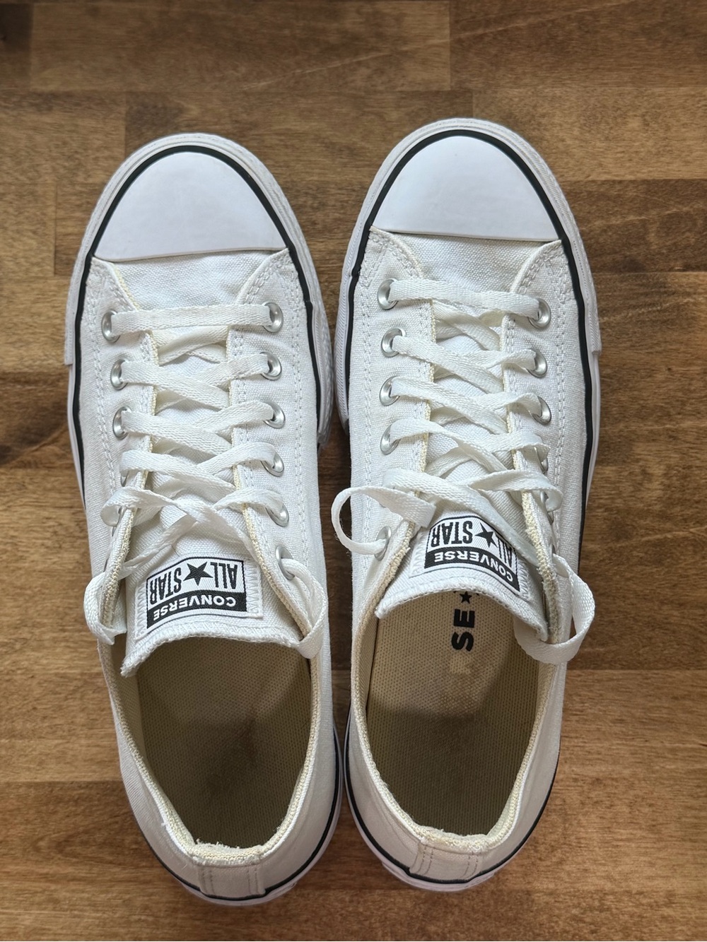 Converse White Low-Top Canvas Sneakers- video in listing